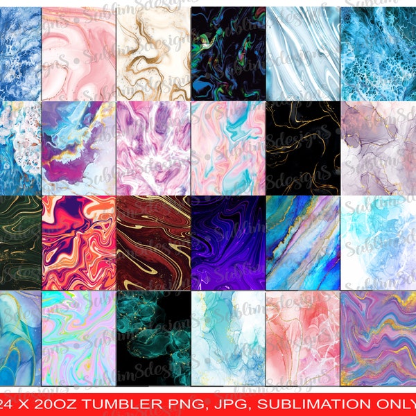 24 Marble Backgrounds For 20oz Tumblers PNG ONLY