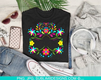 Enchanting Mexican Floral Delights: A Colorful Clip Art Sublimation Design PNG and JPEG ONLY
