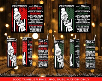 I Am A Lucky Son -  Mother's Day Gift - Perfect for the ultimate momma's boy! - Red And Green 20oz Tumbler Design PNG and JPG ONLY