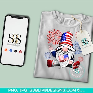 4th Of July Gnomes | 4th Of July | Love | America | Gifts | Flags | July | 4th | Sublimation Design PNG and JPG ONLY