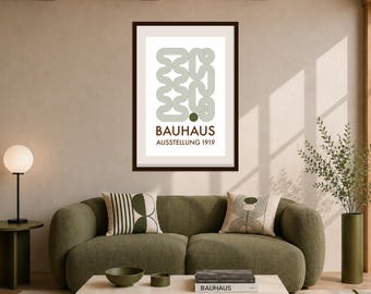 Olive Rhythm Wall Art | Bauhaus Geometric Print | Mid-Century Modern Abstract Poster (Digital Instant Download)
