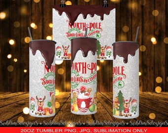 North Pole Christmas | Christmas Tumbler Wrap | North Pole | Chocolate Drip | Christmas | Tumbler 20oz Sublimation Design PNG and JPG ONLY