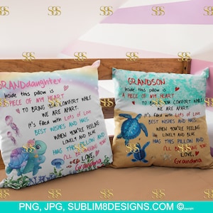 To My Granddaughter and Grandson Comforter Square Pillow | Cushion cover | sea turtle | Turtle Gifts | Sublimation Design PNG and JPG ONLY