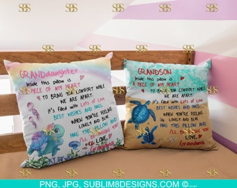 To My Granddaughter and Grandson Comforter Square Pillow | Cushion cover | sea turtle | Turtle Gifts | Sublimation Design PNG and JPG ONLY