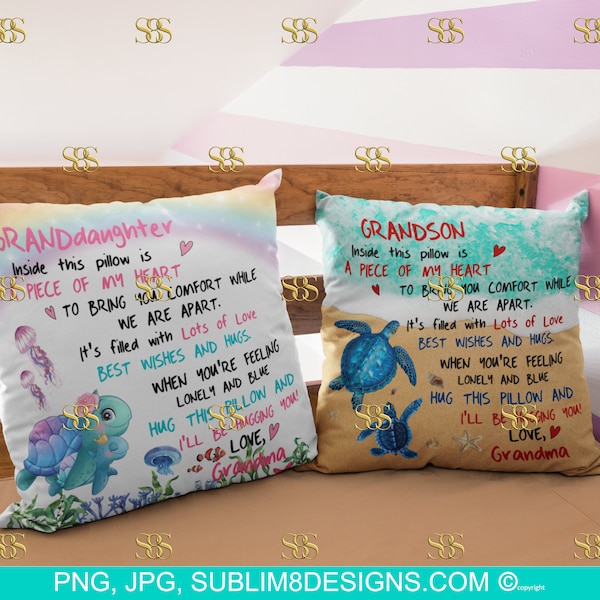 To My Granddaughter and Grandson Comforter Square Pillow | Cushion cover | sea turtle | Turtle Gifts | Sublimation Design PNG and JPG ONLY