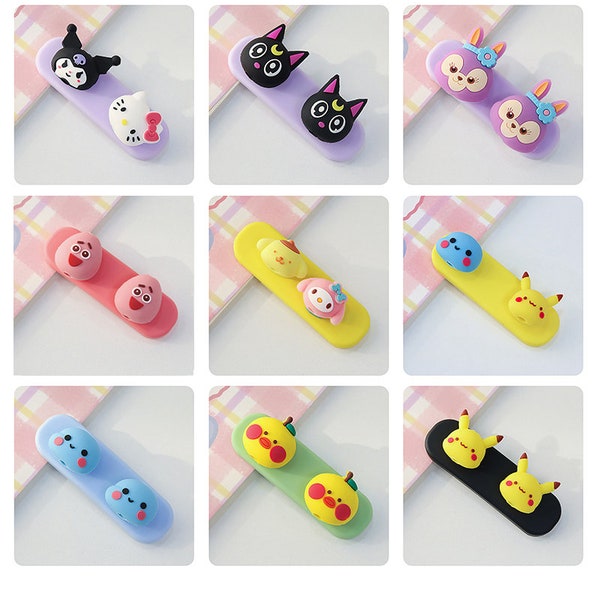 Set of 2 Cute Anime Cartoon Online Game Silicone Soft USB Cable Arrange Magnet Hub | Phone Accessories | Kawaii | Cat | Earphone | Magnetite