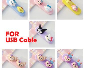 Set of 2 Cute Anime Cartoon Online Game Silicone Soft USB Cable Arrange Magnet Hub | Phones Accessories | Kawaii | Magnetism | Earphone |