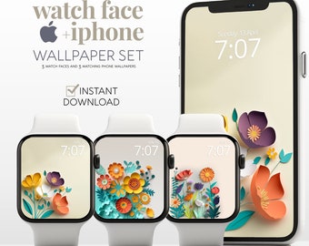 Mothers Day Apple Watch Wallpaper, Floral Smartwatch Background Digital Watch Face, Set of 3 Flower Botanical Phone Colourful Wallpapers