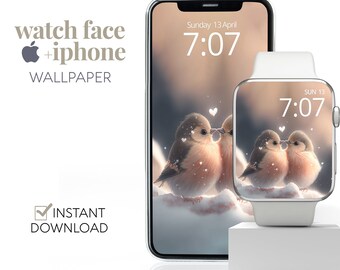 Bird Couple Valentine Apple Watch Wallpaper, Love Birds Apple Watch Face & iPhone Wallpaper, Smart Watch Wallpaper Gift For Her