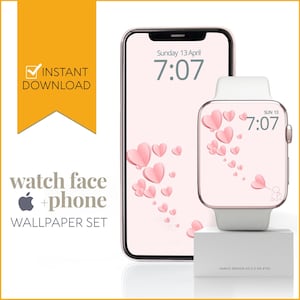 Sfondo rosa Loveheart per Apple Watch, sfondo per smartwatch di San Valentino, quadrante carino con cuore di carta e design dello schermo per iPhone IOS