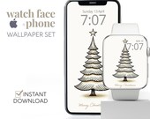 Winter Christmas Tree Apple Watch Wallpaper Background, Merry Christmas Gift Accessories Minimal Watch Face Design