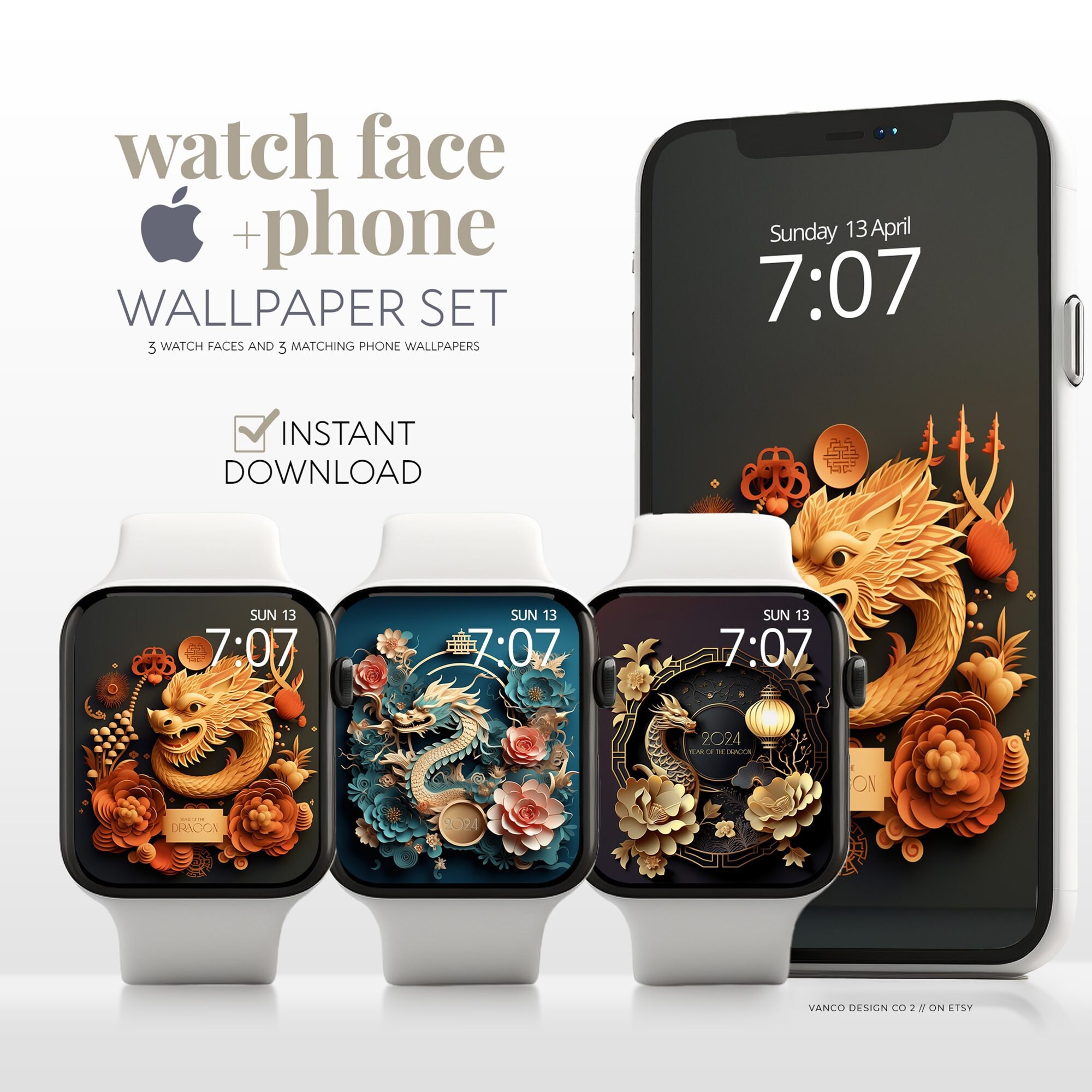 Year of the Dragon Apple Watch Wallpaper Chinese New Year 2024 Smartwatch Bundle Set Chinese Zodiac Lunar New Year Aesthetic Watch Face Etsy Canada