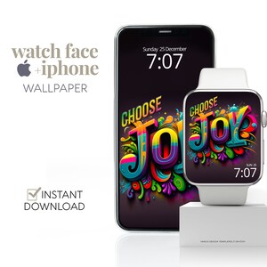 Choose Joy Apple Watch Wallpaper, Motivational Quote Smartwatch Background Digital Watch Face, Phone Wallpaper Vibrant Happiness Aesthetics
