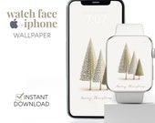Christmas Minimal Watch Wallpaper, Christmas Tree Watch Background, Merry Christmas Watch Accessories, Winter Watch Face Design Apple Watch