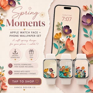 Mothers Day Apple Watch Wallpaper, Floral Smartwatch Background Digital Watch Face, Set of 3 Flower Botanical Phone Colourful Wallpapers