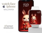 Year of the Rabbit Apple Watch Wallpaper, Chinese New Year 2023 Smartwatch Wallpaper, Chinese Zodiac Lunar New Year Aesthetic Watch Face