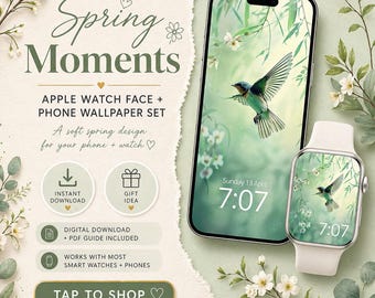 Spring Willow Tree Apple Watch Face & Phone Wallpaper, Grüne Schwalbe Floral Botanical (Digitaler Download)