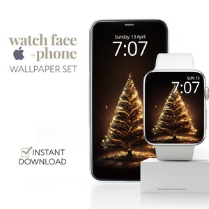 Sfondo per orologio natalizio minimal glitterato, sfondo per orologio albero di Natale, accessori per orologio di buon Natale, quadrante per orologio invernale Apple