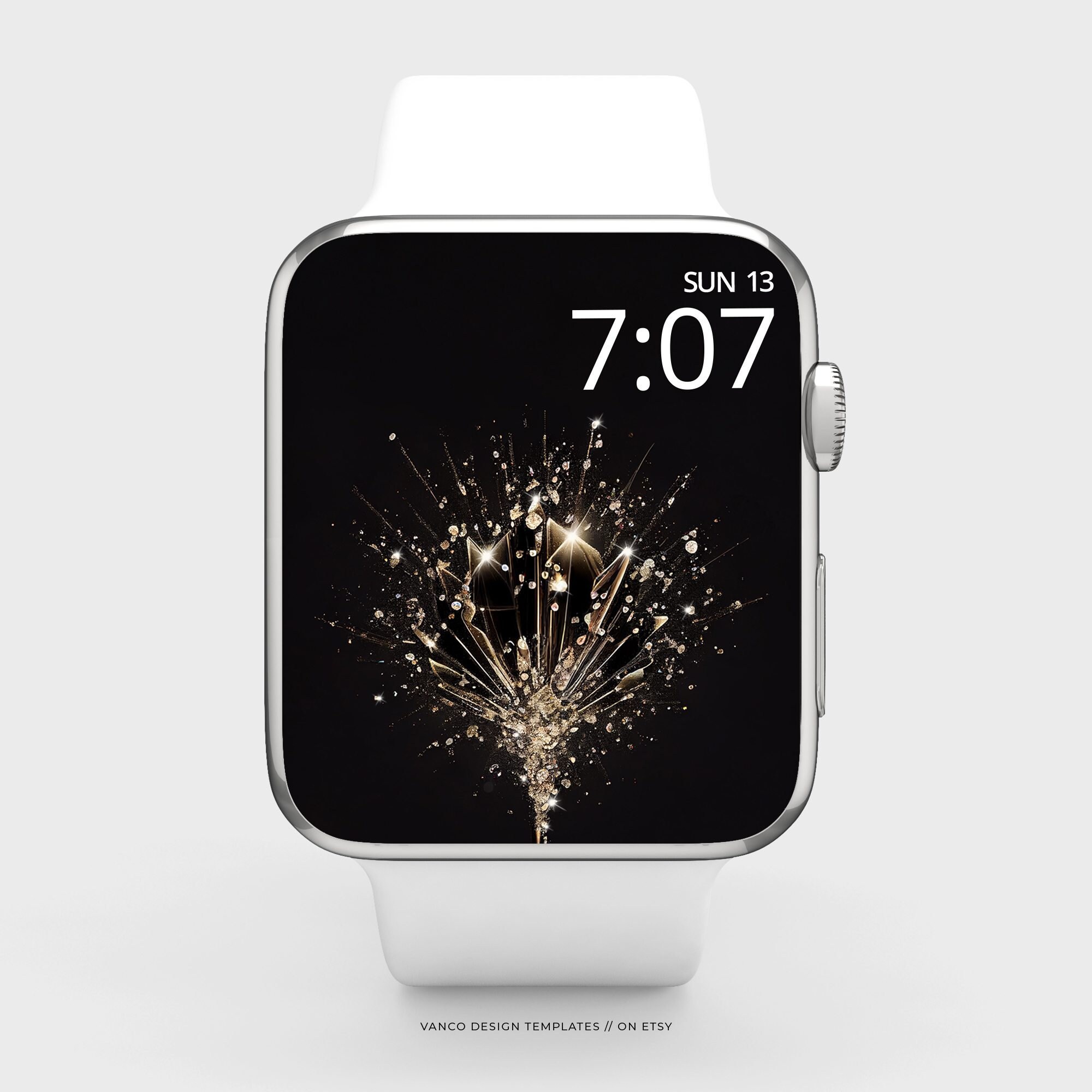Diamanten Apple Watch-achtergrond, sprankelende glitter-bling  glamour-wijzerplaat en iPhone-achtergrond, SmartWatch zwart goud elegant  luxe ontwerp - Etsy België, image size:2000x2000
