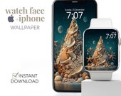 Seashell Christmas Tree Ornaments Decoration Smart Watch Screen, Boho Seashell Phone Art Watch Face Design, Christmas Smart Watch Wallpaper