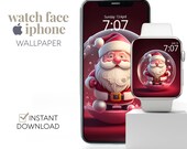Santa Claus Wallpaper for Smart Watch, Father Christmas Smart Watch Background, Christmas Design Smart Watch Face Phone Background Wallpaper