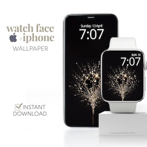 Apple Watch Wallpaper mit Diamanten, funkelndes Bling Glamour Zifferblatt & iPhone Hintergrund, SmartWatch Schwarz Gold elegantes Luxus Design
