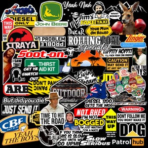 4x4 Vinyl sticker Pack - Waterproof Vinyl Sticker | 4x4 Aussie Funny decals Australia 4WD Boat Car Window Bumper Decal Packs 5+ years.
