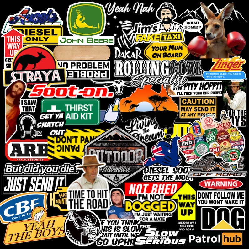 4x4 Vinyl Sticker Pack - Waterproof Vinyl Sticker | 4x4 Aussie Funny ...