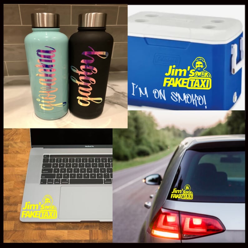 Jims Fake Taxi Vinyl Decal Sticker, Funny Sticker,4x4 Stickers, Funny