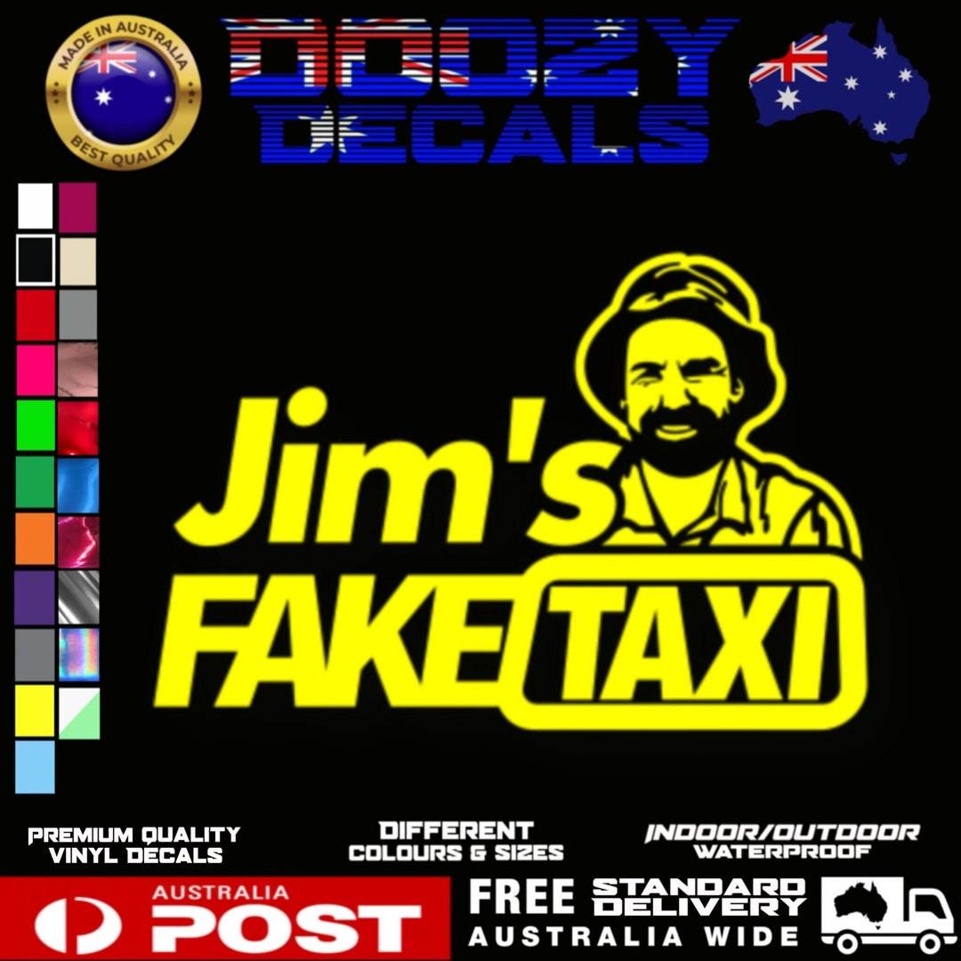 Jims Fake Taxi Vinyl Decal Sticker Funny Sticker4x4 Etsy Australia