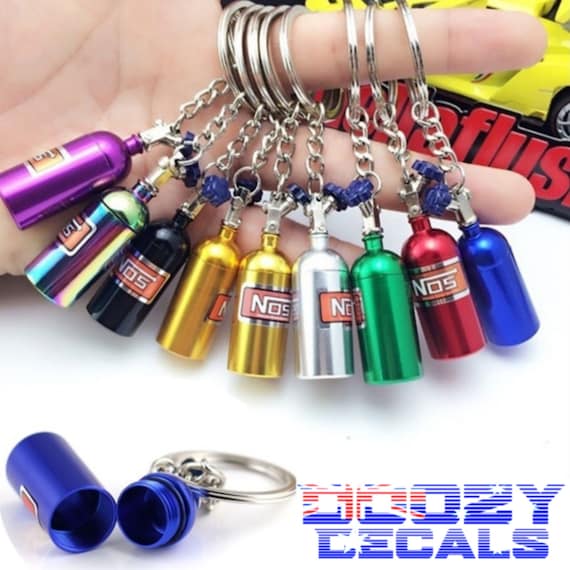 Nos bottle keychains with secret stash compartment, JDM keychain, green nos bottle, key accessories, nos bottle for car keys, nitrous oxide