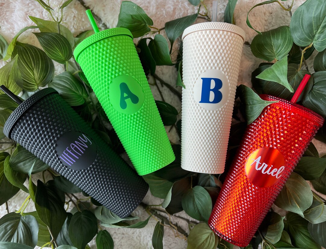 Custom Matte Tumbler With Straw monogrammed Personalized Studded