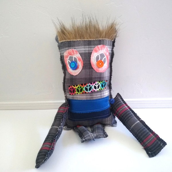 Crew Cut Male Monster Doll with Peacefull Mouth