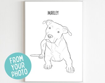 Custom Pet Line Drawing, Personalised Dog Line Drawing, Drawing from Photo, Minimalist Illustration, Digital Portrait, Cat Portrait