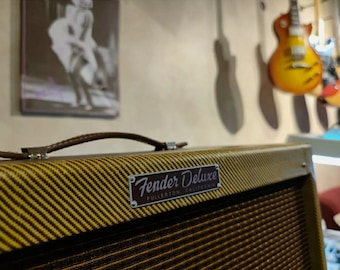 Fender Tweed Deluxe 5e3 Amp Logo Nameplate, Brown