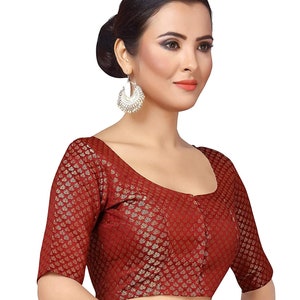 Maroon Brocade Silk Blouse Designer Blous Indian Readymade Sari Top Bollywood Sari Choli Party wear blouse handicraft festive Bridsmaid