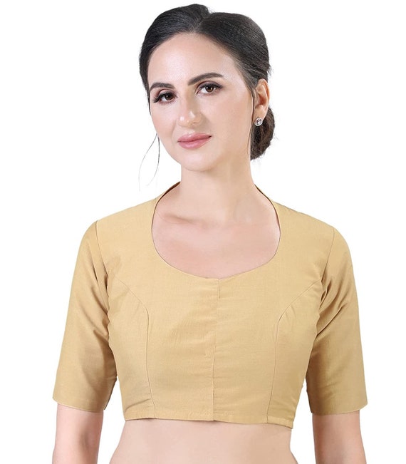 Plain High Neck Blouse Boat Neck Stand Neck Blouse Pattern - Main Image