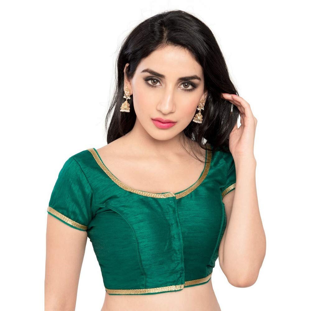Green Pure Roman Silk Sabyasachi Style Sleeveless Blouse