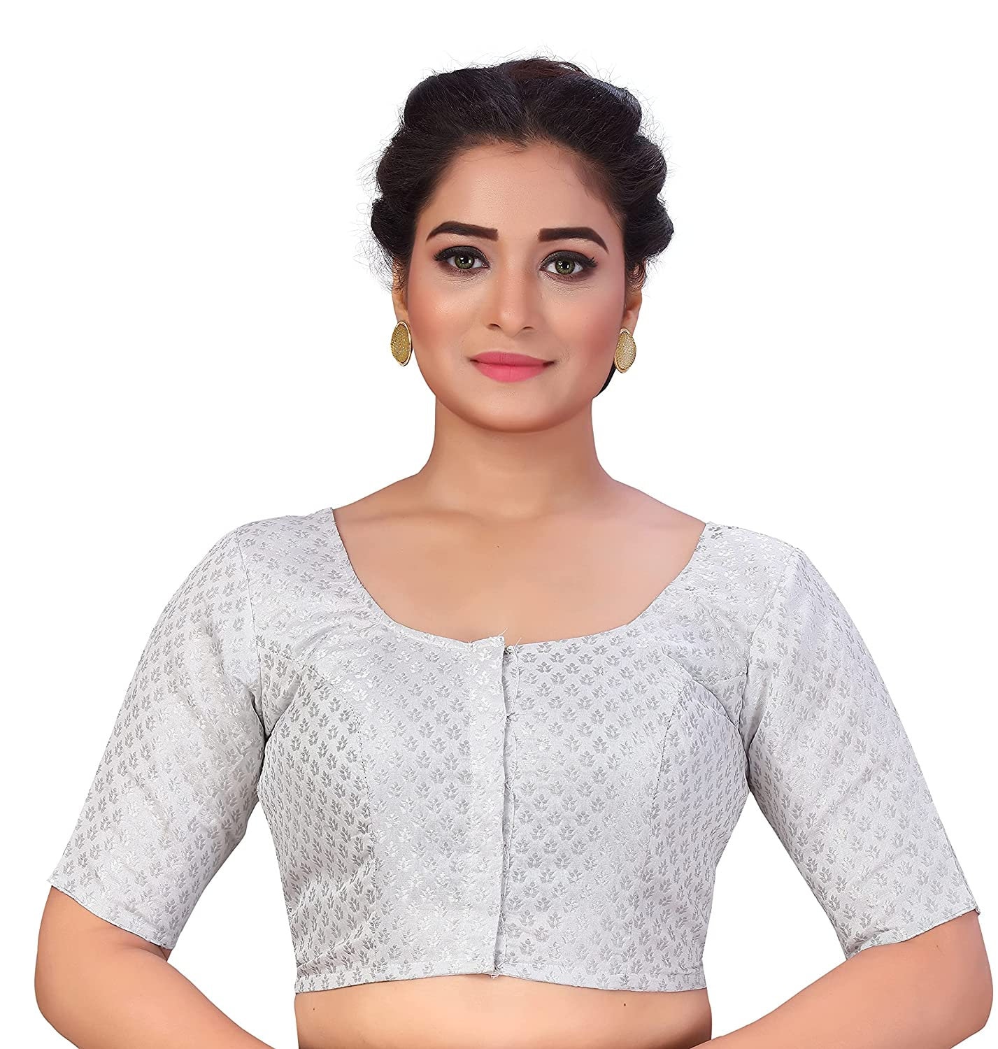 Silver Brocade Silk Blouse Designer Blouse Indian Readymade Sari Top Bollywood Sari Choli Party wear blouse handicraft festive Bridsmaid