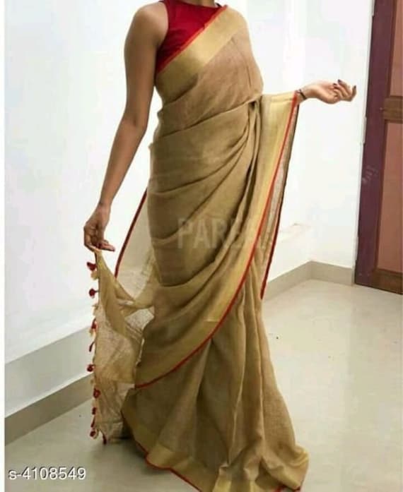 Party wear linen saree hotsell