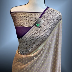 Double share Banarasi Pure georgette Saree Georgette Banarasi Silk Handwoven Saree Designer Weaving Fabric Sari Women Gifts Fabric
