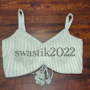 White Bridal Designer Blouse Heavy Beaded Blouse Made To Order Indian Cocktail Party wedding Blouses Sleeveless Top Blouse for Bridesmaids