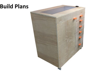 Downdraft Table Plan, Mobile Storage Cabinet Plan, Tool Organization, Storage and Organization, Sanding Station Build Plan, Build Plans