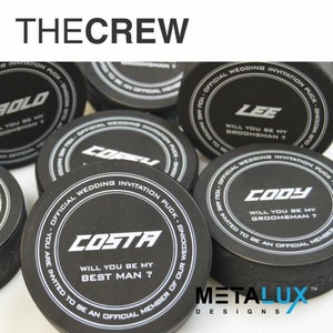 Official Wedding Members - Father of the Bride - Best Man - Groomsman - Ring Bearer - Hockey Puck