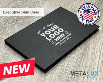 Bulk Order - Executive Slim Card Case. Black linen finish with matte lamination ready for your custom logo or message.