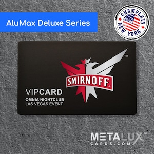 Individuell gedruckte oder gravierte Metallkarten | DICKE 0,8 mm eloxierte Aluminium für Visitenkarten | Mitgliedszahlen | VIP | Keule | AluMax-Serie