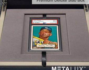 PSA Graded Card Storage Box Deluxe, Luxury Slab Case, Magnetic leather and wood Display Box for Trading Cards, Custom Collectible Packaging