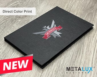 Custom Logo Slim Card Case: Black Linen Finish