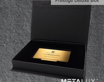 Deluxe PRESTIGE Magnetic Card Holder Box – Custom Printed Card Box with Exquisite Matte Laminated Sleeve and Velvet Interior