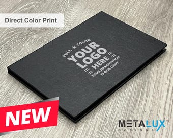 Executive Slim Card Case – Black Linen, Custom Logo